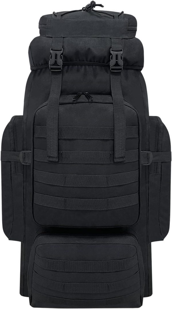 80L Hiking Backpack Men Camping Backpack, Waterproof  Military Tactical Rucksack, Large Capacity Assault Pack for Outdoor Survival, Trekking, Travel (Black)