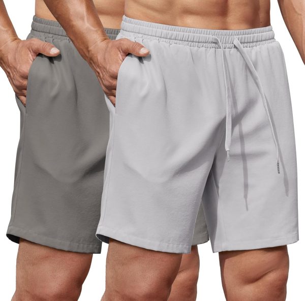 Men Gym Workout Shorts 8 Inch Quick Dry Athletic Shorts Lightweight Drawstring Running Shorts
